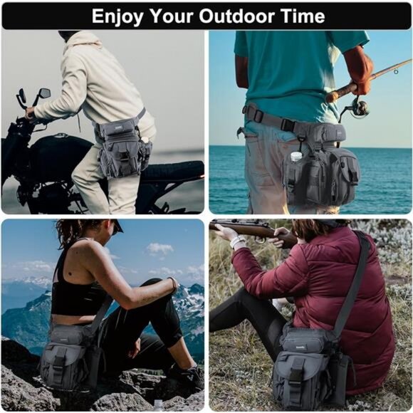 Drop Leg Bag for Men Tactical Metal Detecting Thigh Pack with Water Bottle Pouch - Picture 3 of 7